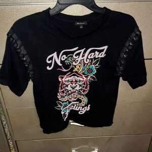 Black Graphic Tee with Tiger Design
